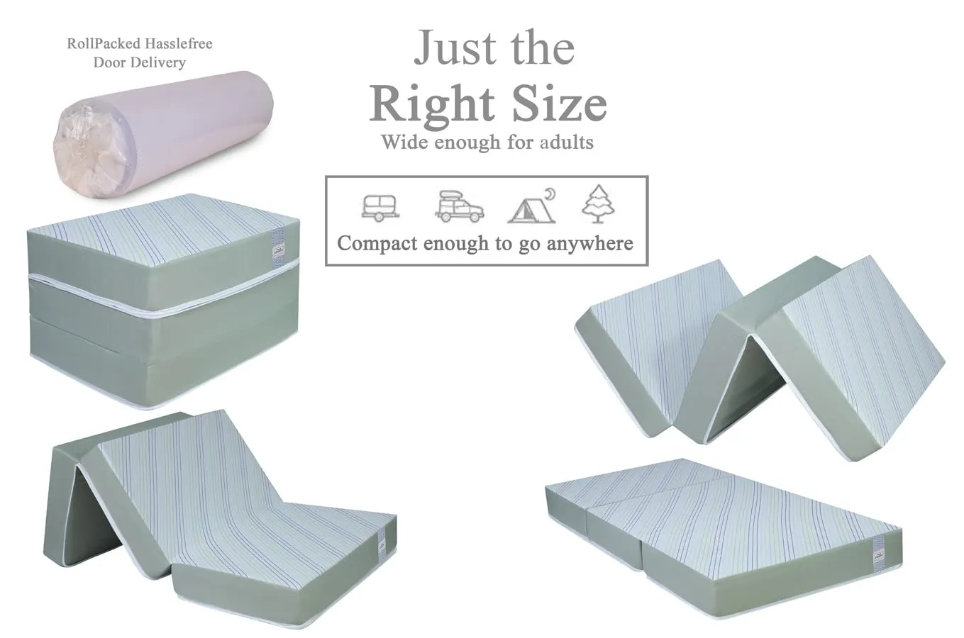 Springtek Foldable Mattress|5 Y Warranty By Ashoka|2 Layer High Density&Gel Memory Foam Folding Mattress|Guest Bed Gadda|Floor/Travelling/Portable Mattresses|5 In Single Size Cot Mattress|72X36 In