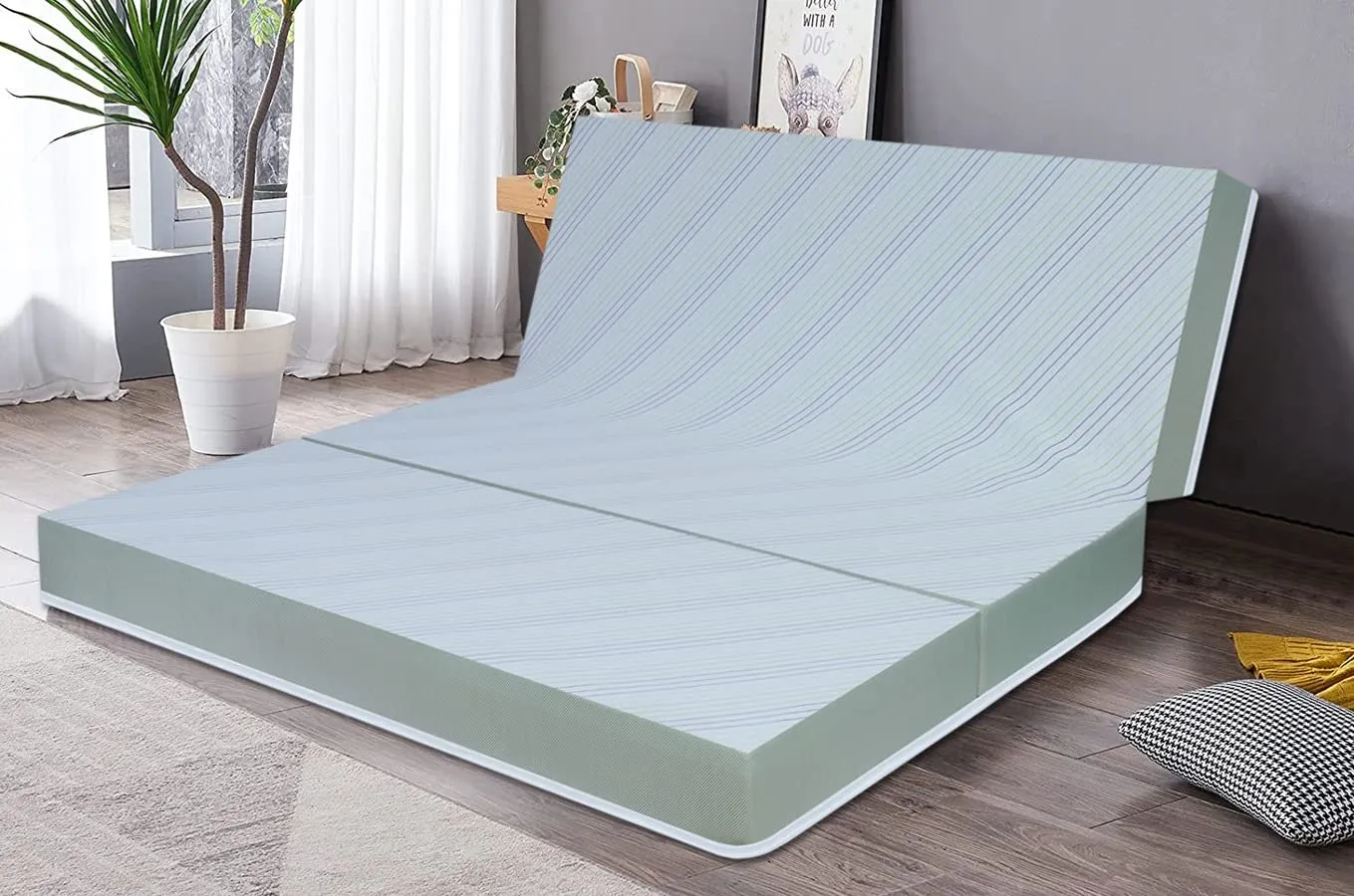 Springtek Foldable Mattress|5 Y Warranty By Ashoka|2 Layer High Density&Gel Memory Foam Folding Mattress|Guest Bed Gadda|Floor/Travelling/Portable Mattresses|5 In Single Size Cot Mattress|72X36 In