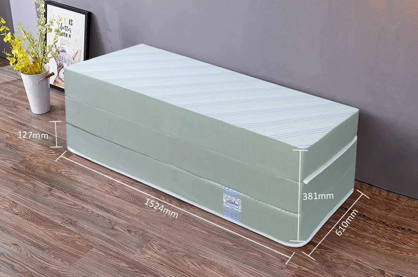 Springtek Foldable Mattress|5 Y Warranty By Ashoka|2 Layer High Density&Gel Memory Foam Folding Mattress|Guest Bed Gadda|Floor/Travelling/Portable Mattresses|5 In Single Size Cot Mattress|72X36 In