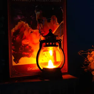 Urbane Home LED Lantern Lamp|Battey Operated|Flameless Yellow Light|Safe & Easy to Maintain|Diwali Lights for Home Decoration,Along With Other Festivities & Parties|Black Hanging Lantern|B0-003A|Black