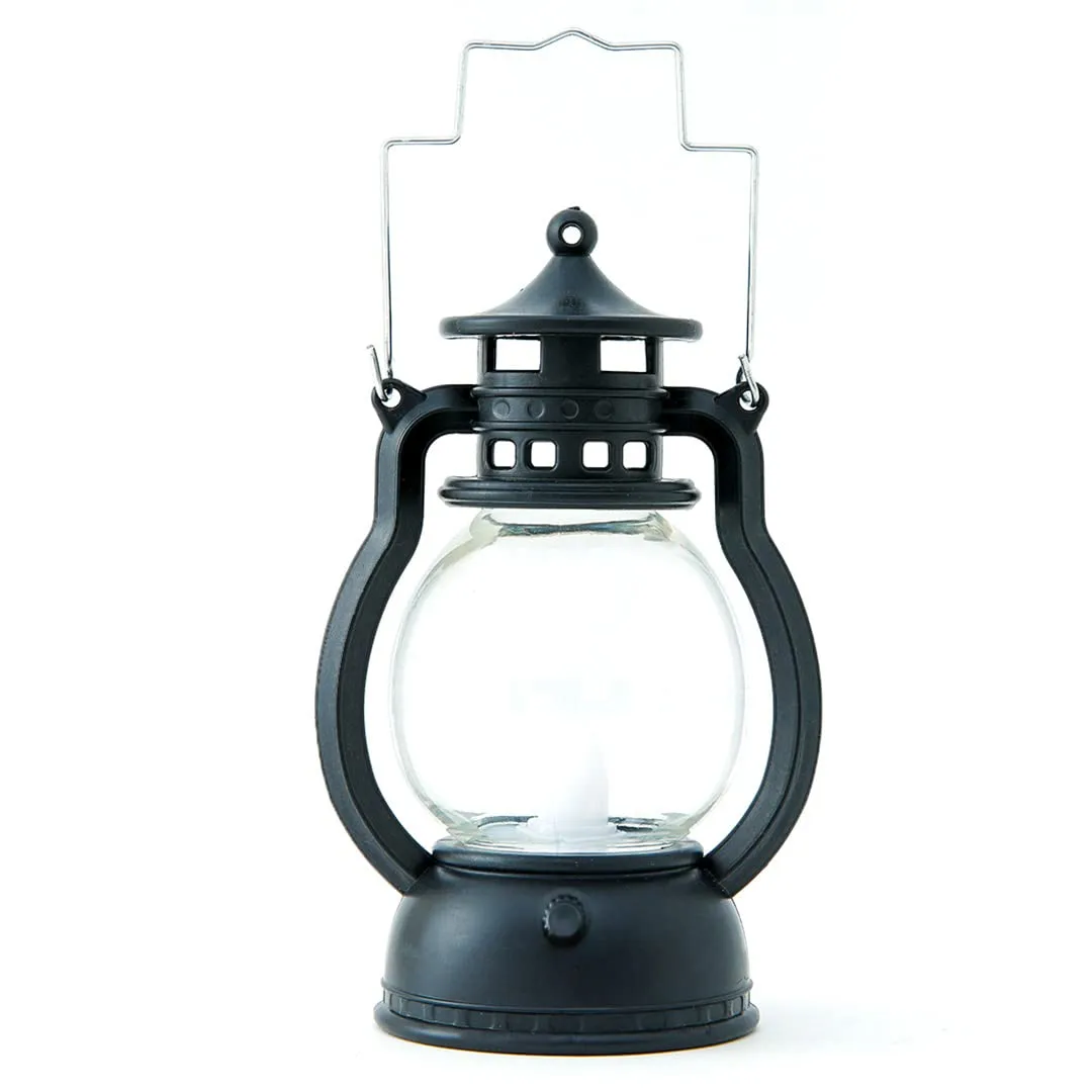 Urbane Home LED Lantern Lamp|Battey Operated|Flameless Yellow Light|Safe & Easy to Maintain|Diwali Lights for Home Decoration,Along With Other Festivities & Parties|Black Hanging Lantern|B0-003A|Black