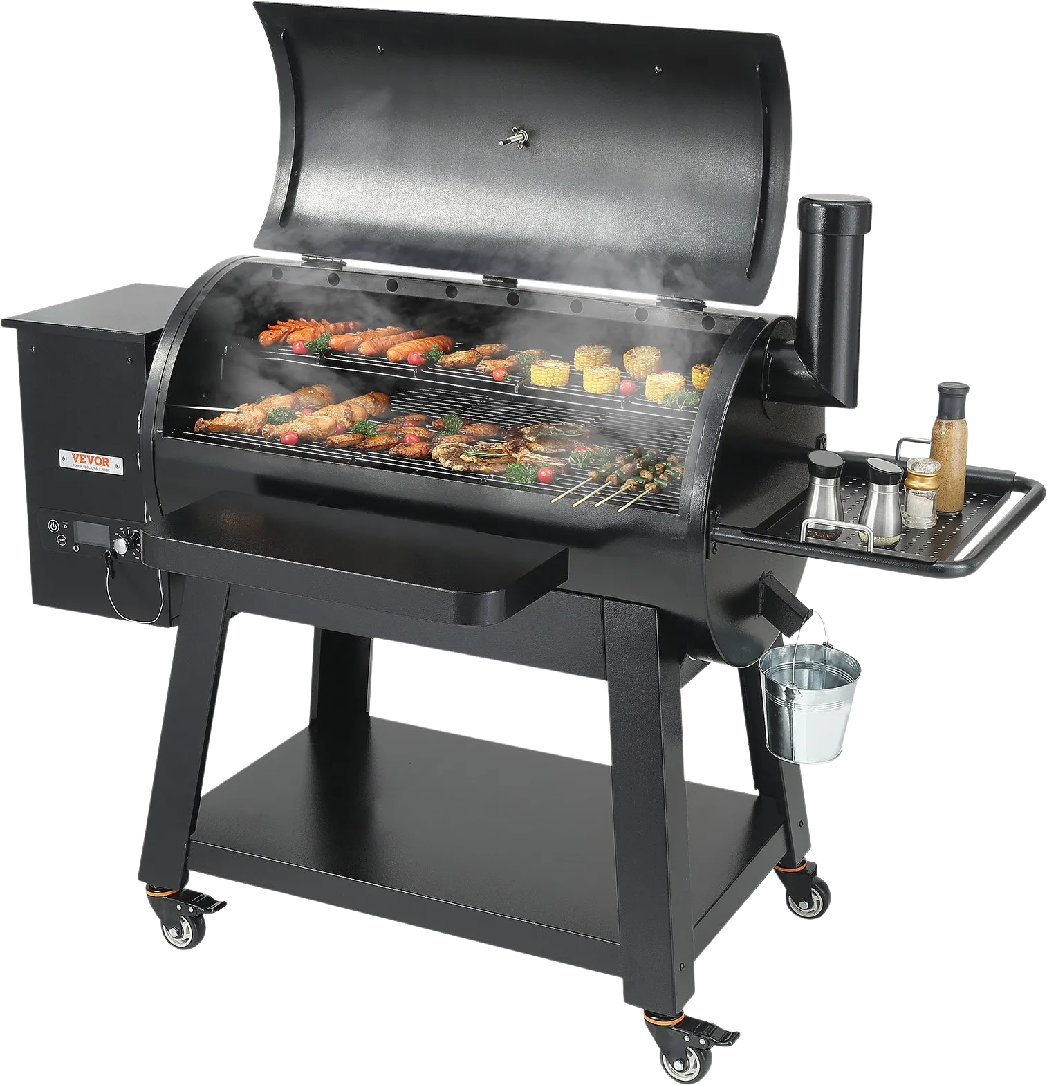Vevor Portable Wood Pellet Smoker Grill 62" with PID Temperature Control 840 Sq. In. Black New