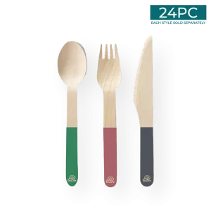 Wooden Coloured Cutlery 24PC Set