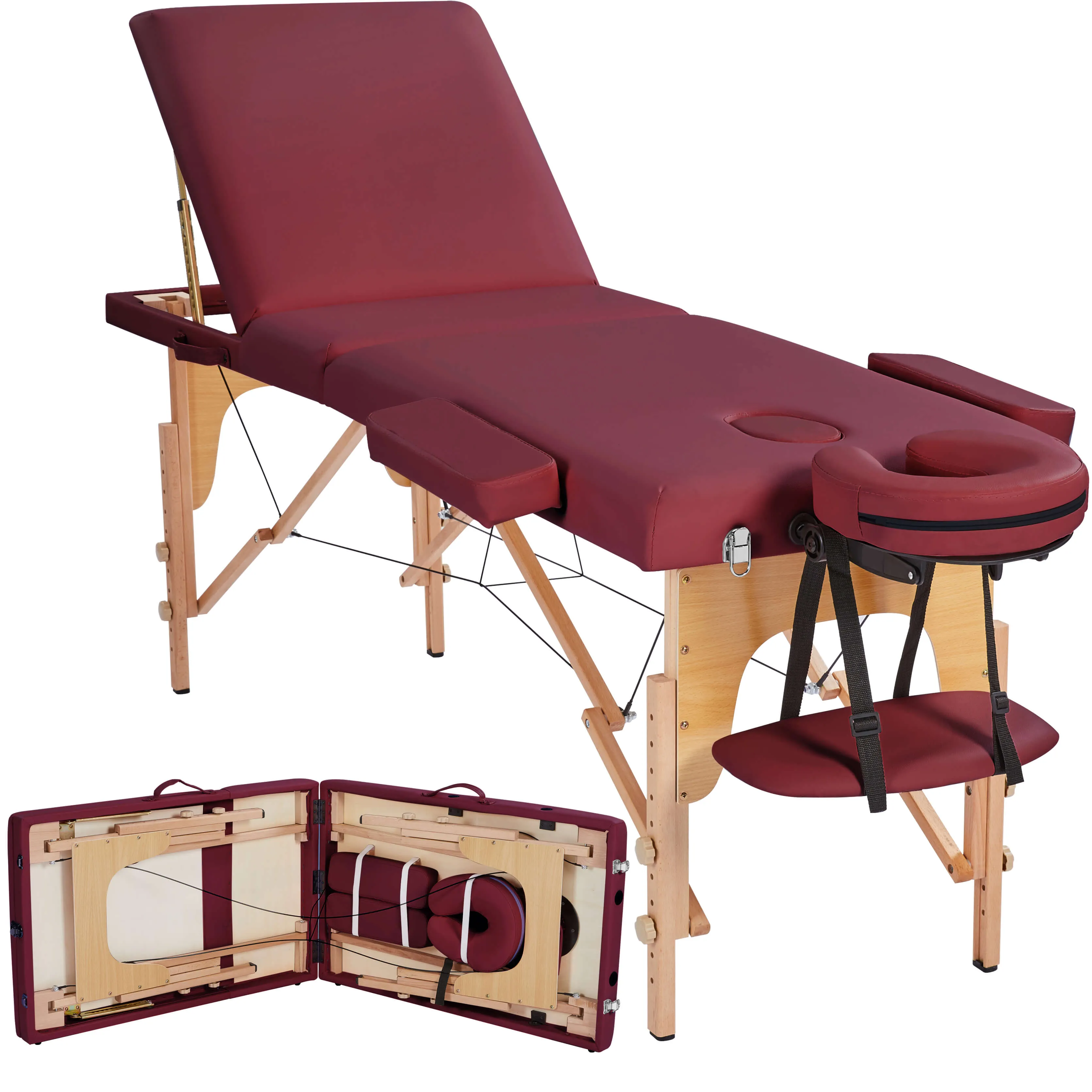 Yaheetech 84 Inch Adjustable 3 Fold Salon Massage Bed