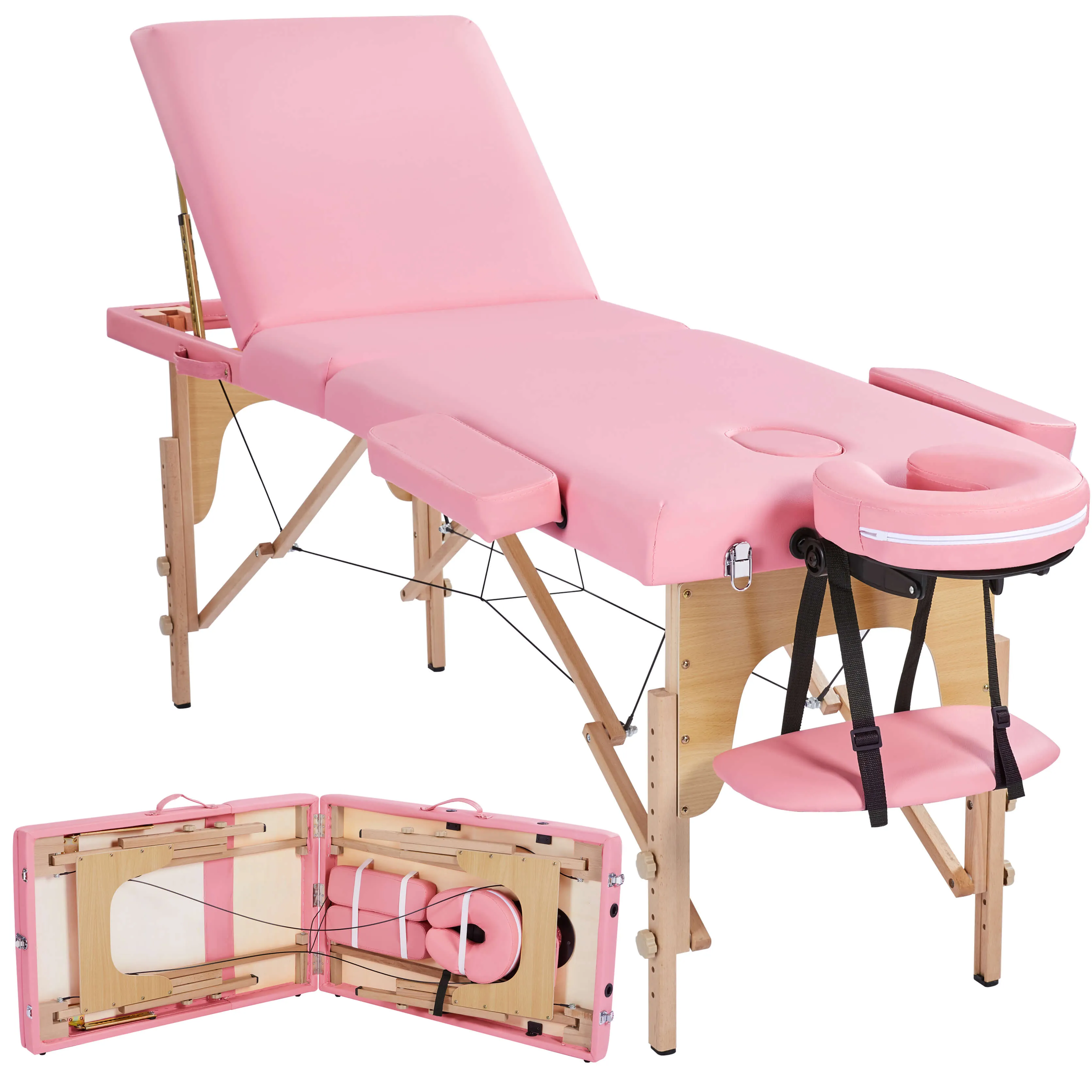 Yaheetech 84 Inch Adjustable 3 Fold Salon Massage Bed